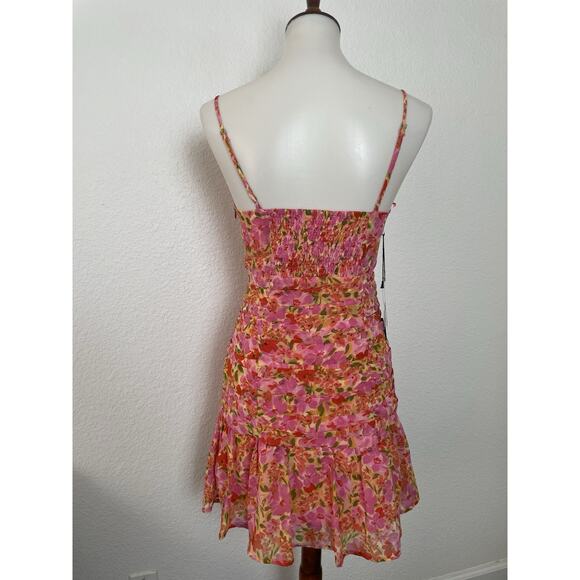 ASTR The Label Tank Dress Meg Mini Floral Pleated Smocked Plunge - Picture 7 of 12